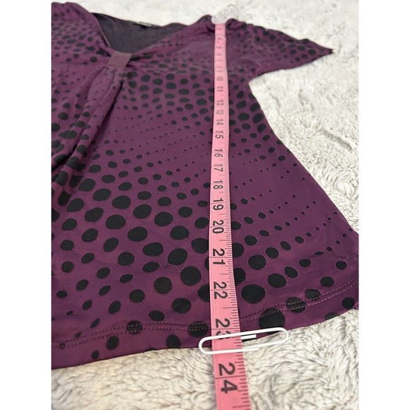 Express-Purple With Sheer Black-Polka Dot-Blouse-Split Shoulder-V Neck-Small-Use - Picture 8 of 10